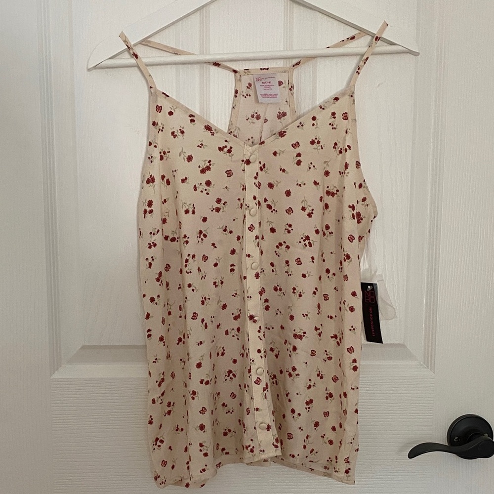 NEW Floral Cream and Red Women's Top